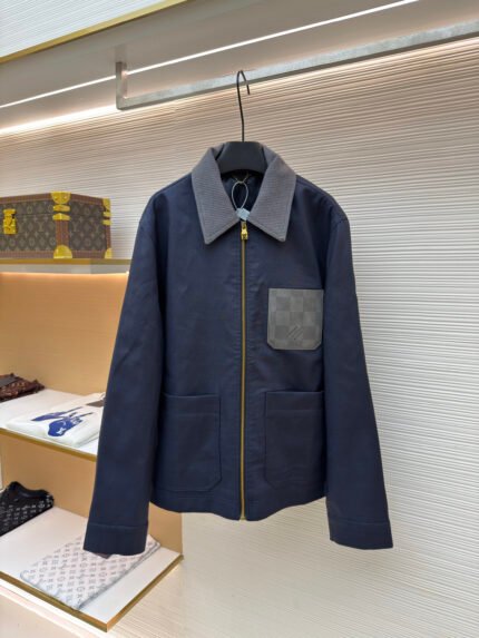 LOUIS VUITTON Leather-Logo Blend Workwear Jacket