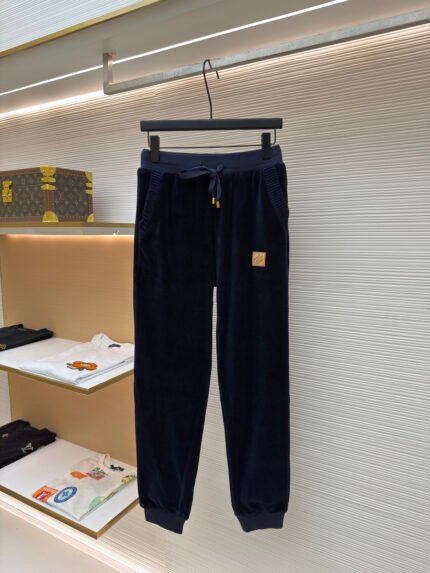LOUIS VUITTON Solid-Color Velvet Drawstring Knit Sweatpants
