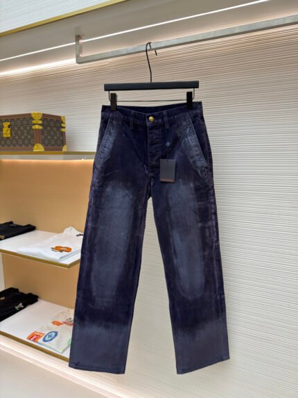 LOUIS VUITTON Monogram Jacquard Flocked Denim Jeans