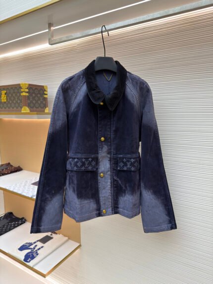 LOUIS VUITTON Monogram Jacquard Flocked Denim Jacket