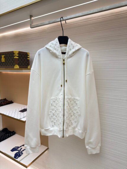 LOUIS VUITTON Ink-Print Zip-Up Hooded Jacket