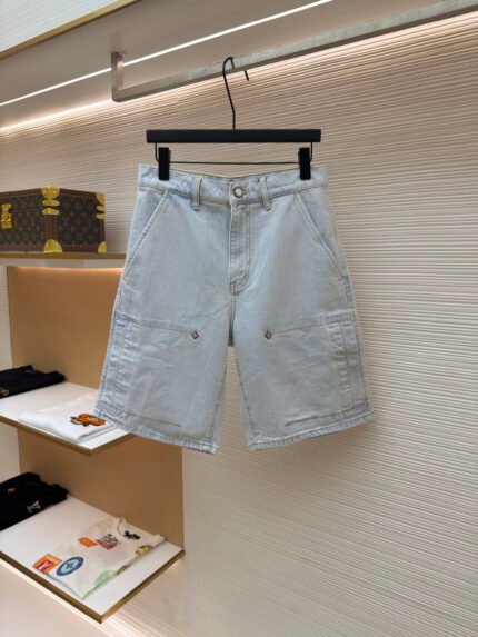 LOUIS VUITTON Monogram-Signature Denim Shorts