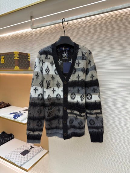 LOUIS VUITTON Monogram Jacquard Mohair Cardigan