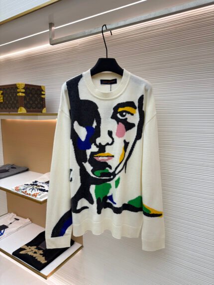 LOUIS VUITTON Portrait/Grimacing Face Jacquard Knit Sweater