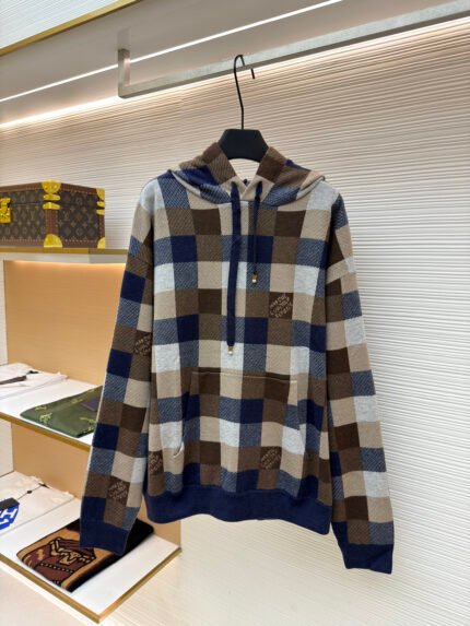 LOUIS VUITTON colourful check knitted sweatshirt