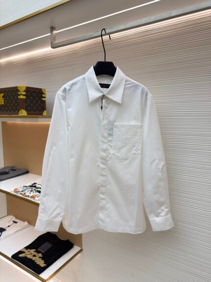 LOUIS VUITTON embossed pocket collared shirt