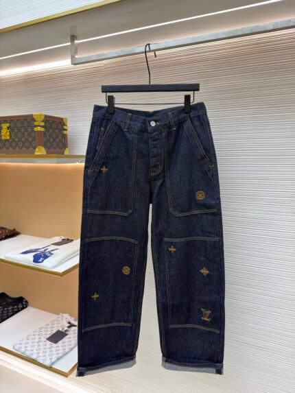 LOUIS VUITTON embroidered logo jeans