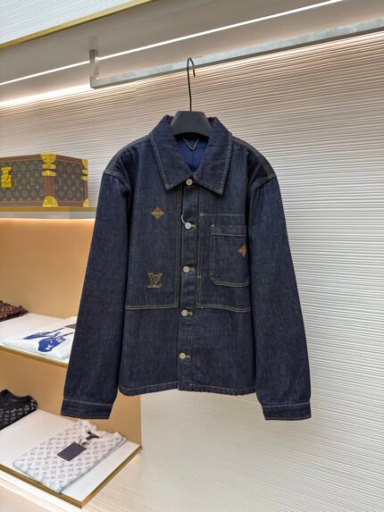 LOUIS VUITTON Embroidered Logo Denim Shirt-Jacket