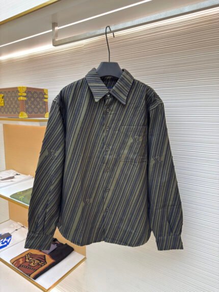 LOUIS VUITTON Diagonal-Stripe Jacquard Monogram Shirt